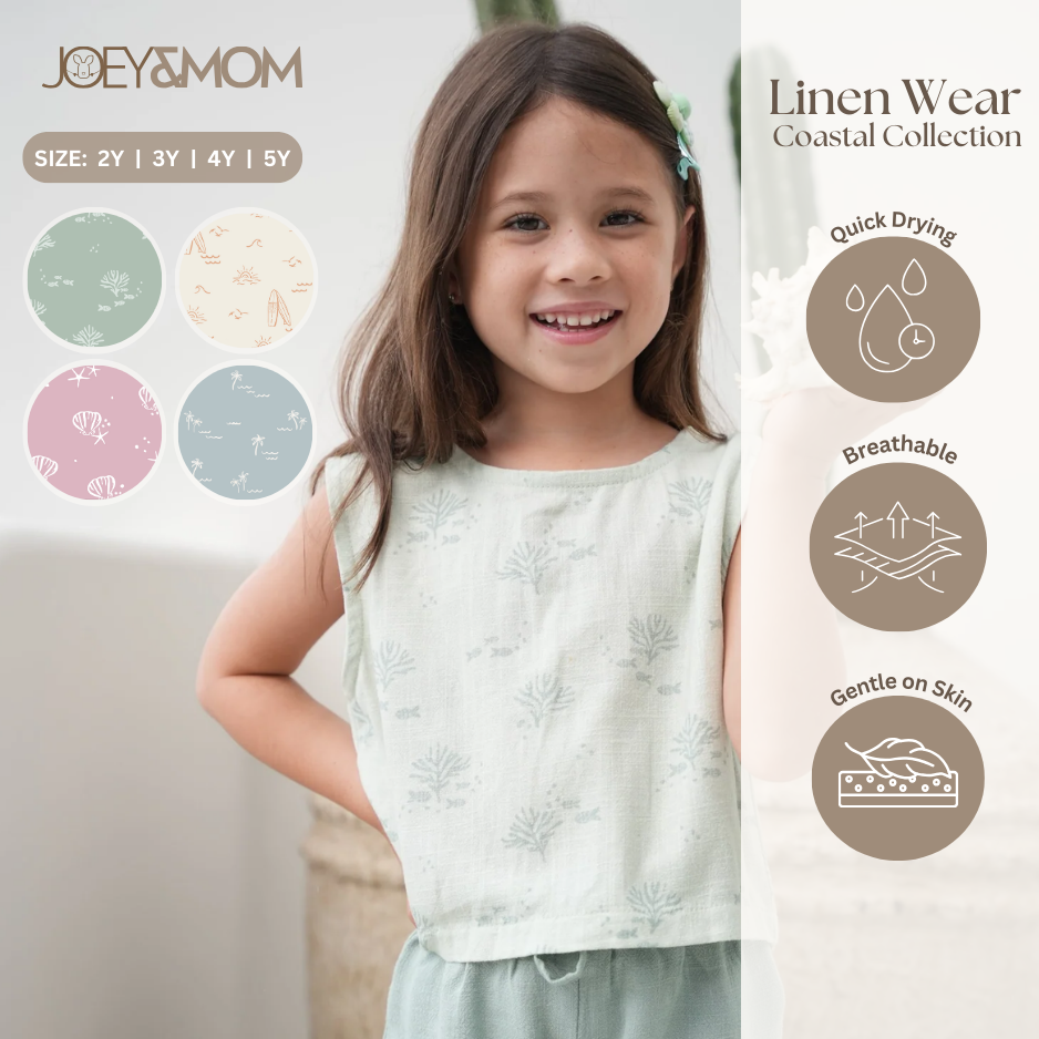 Joey&Mom Coastal Collection Kids Linen Outfit | Breathable Lightweight Linen Wear for Boys & Girls | Soft Comfortable Summer Kids Clothing | Eczema Friendly Daily Wear