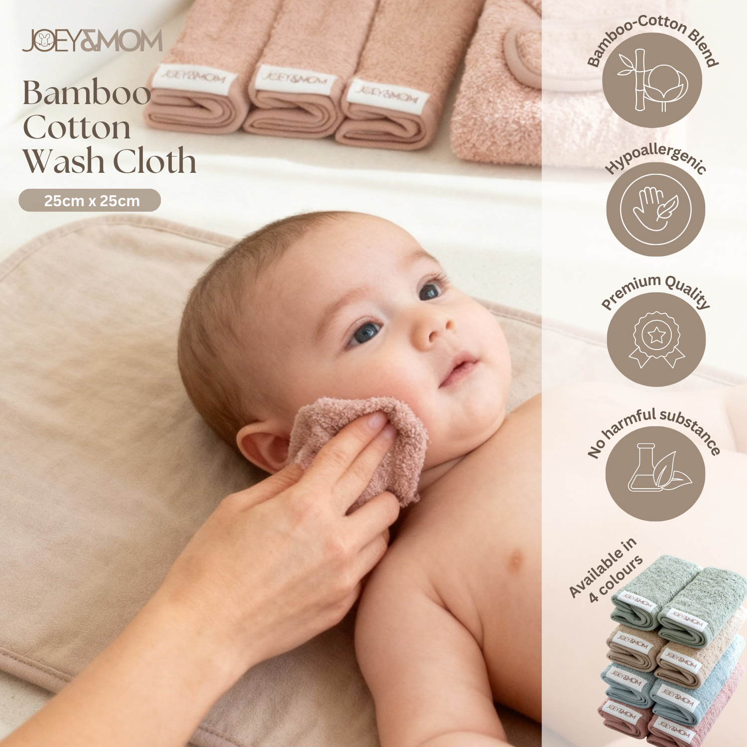 Bamboo-Cotton Baby Washcloth - JOEY & MOM