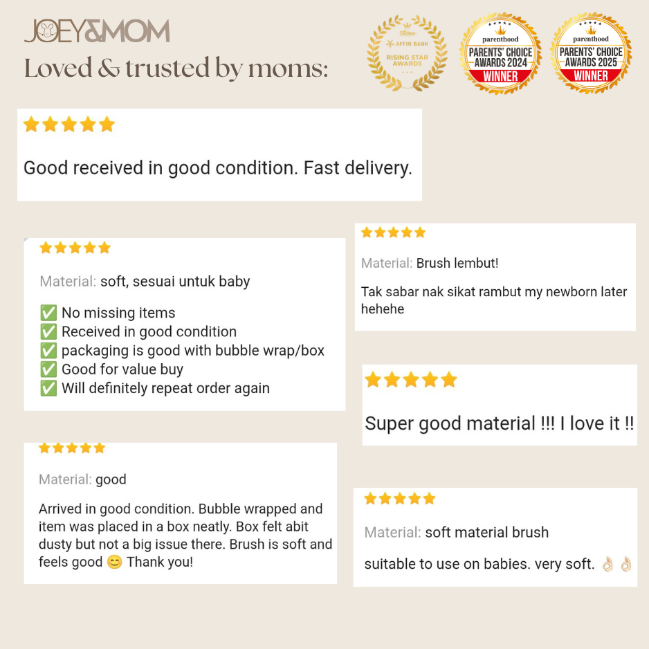 Baby Hair Brush | Natural Goat Bristles | Soft & Gentle Newborn Hair Care Brush | Lightweight Infant Grooming Brush | Hypoallergenic Baby Care Essential