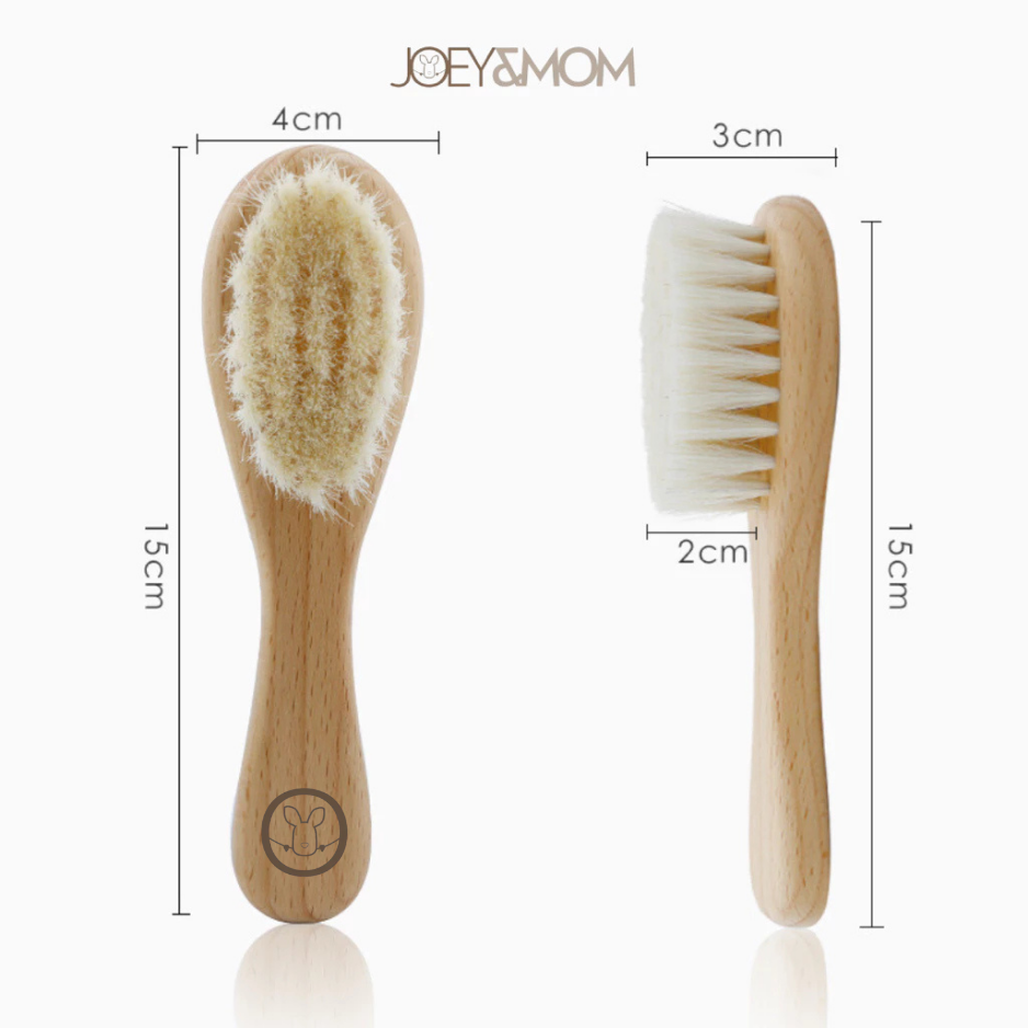 Baby Hair Brush | Natural Goat Bristles | Soft & Gentle Newborn Hair Care Brush | Lightweight Infant Grooming Brush | Hypoallergenic Baby Care Essential