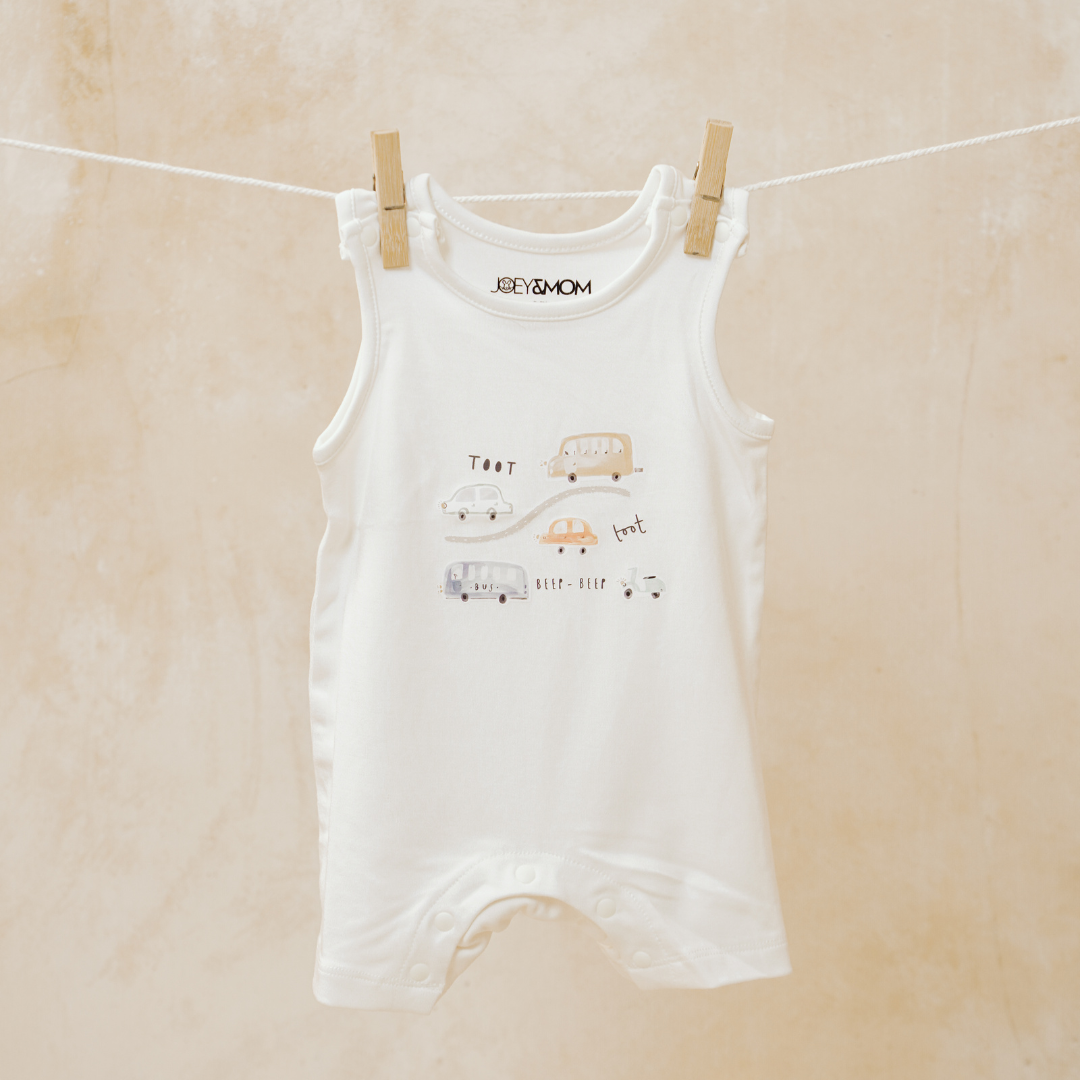 Sleeveless Bamboo Romper - Vroom Vroom