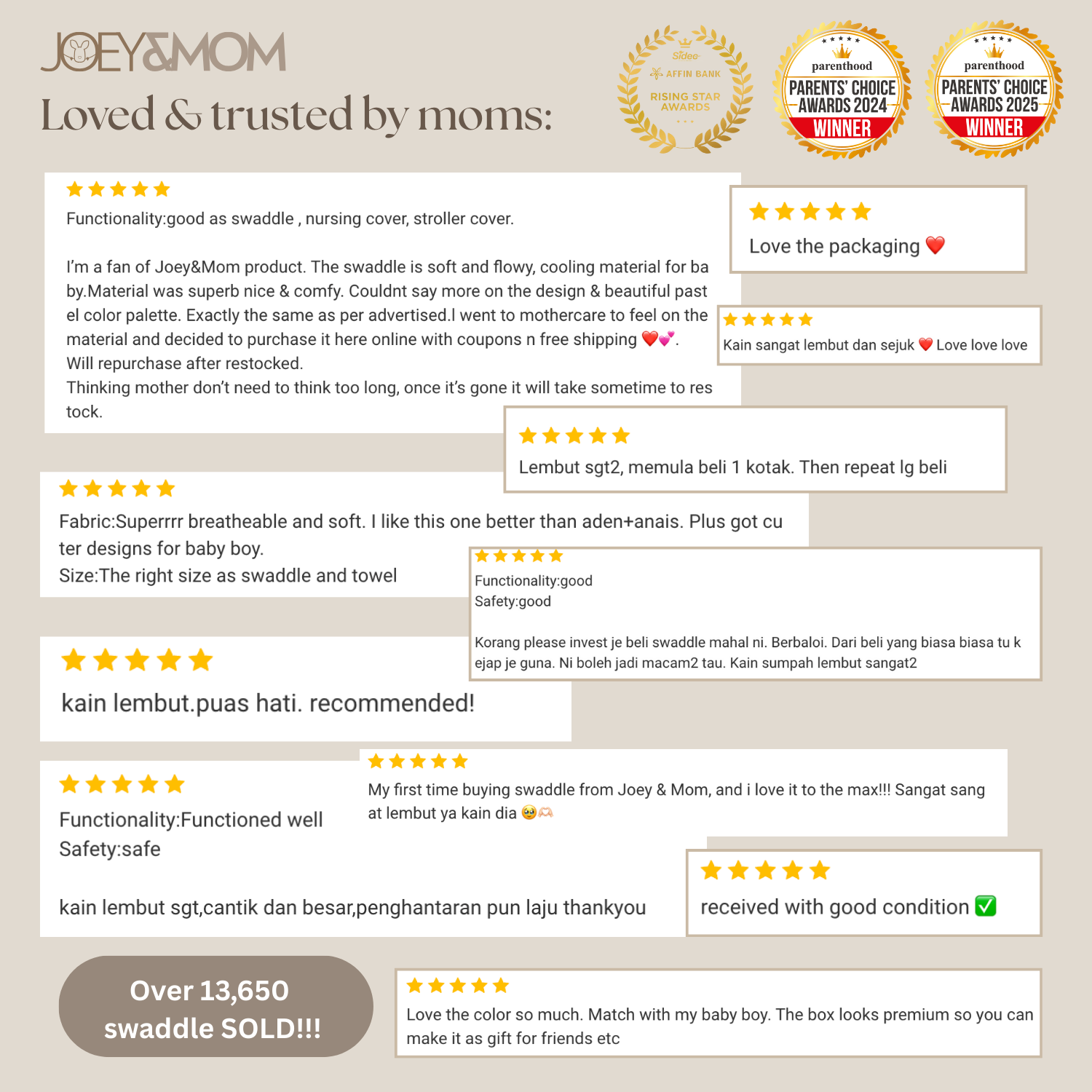 Organic Bamboo Muslin Swaddle Blanket - JOEY & MOM