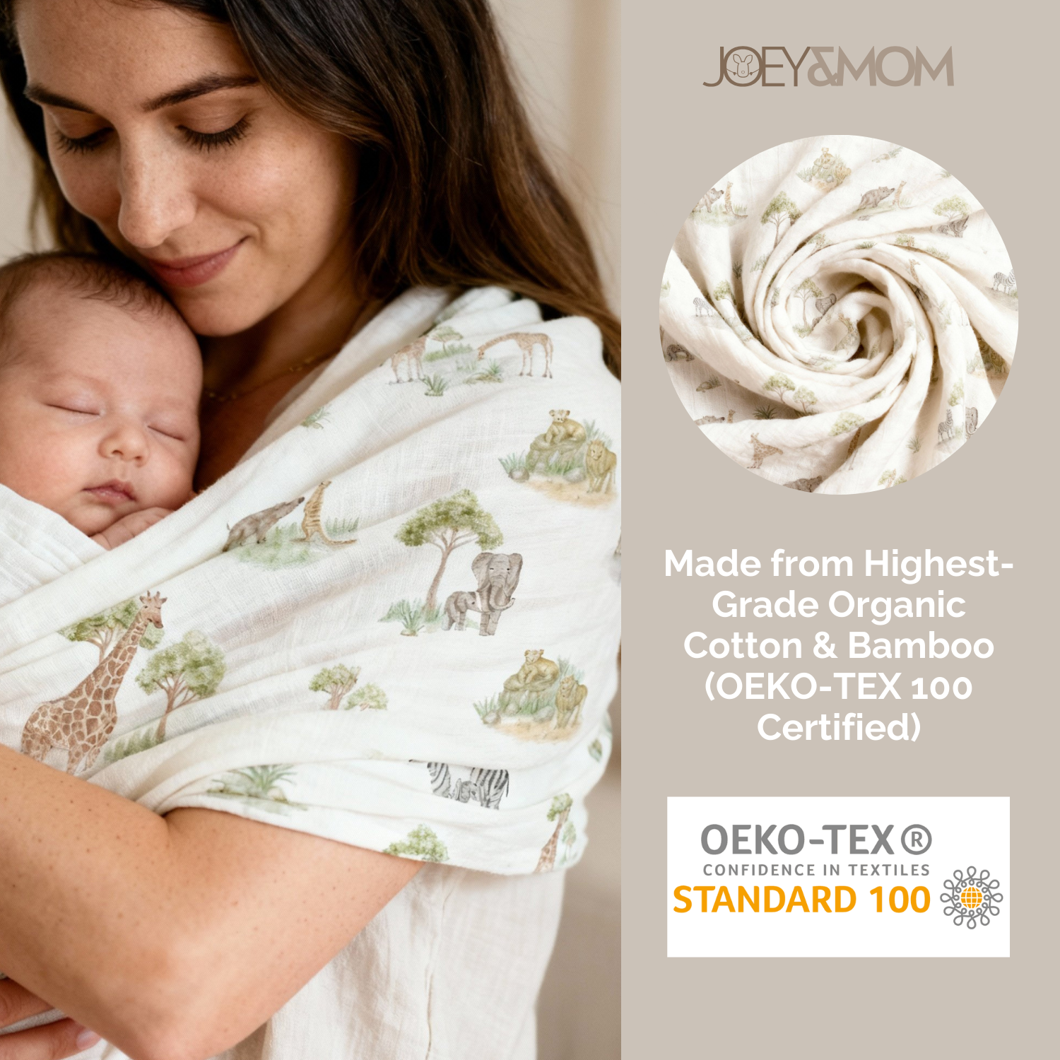 Organic Bamboo Muslin Swaddle Blanket - JOEY & MOM