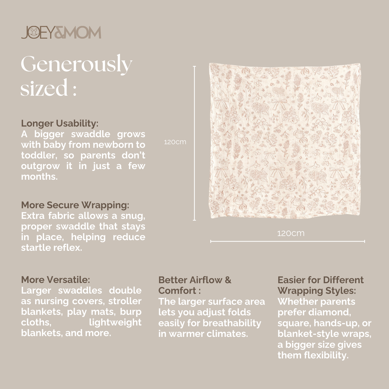 Organic Bamboo Muslin Swaddle Blanket - JOEY & MOM