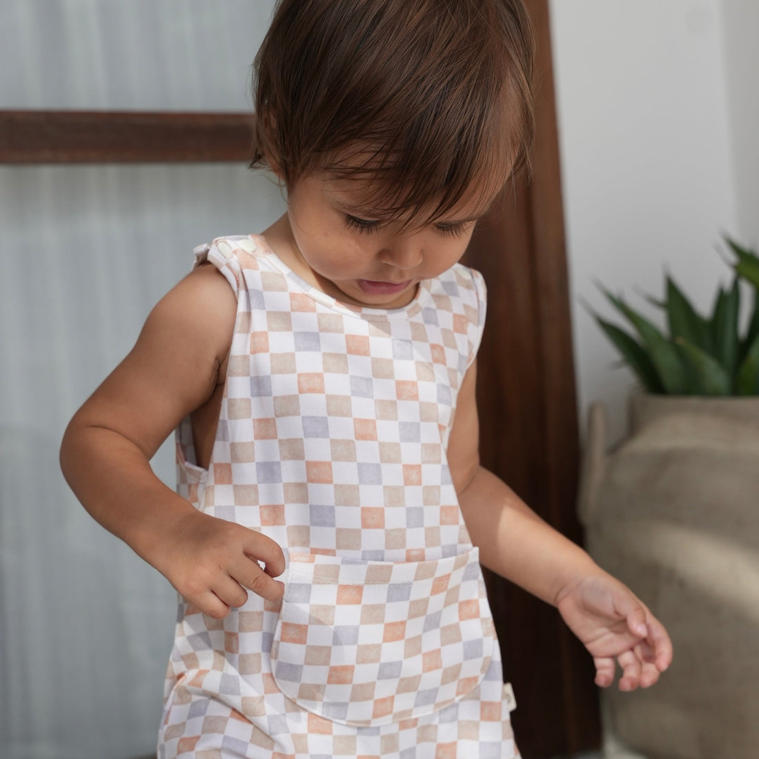 Sleeveless Romper - Retro Checks