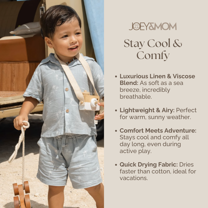 Joey&amp;Mom Coastal Collection Kids Linen Outfit | Breathable Lightweight Linen Wear for Boys &amp; Girls | Soft Comfortable Summer Kids Clothing | Eczema Friendly Daily Wear