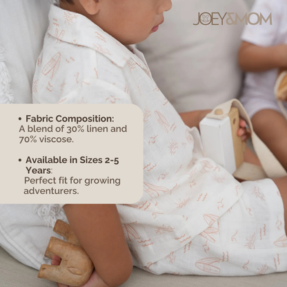 Joey&amp;Mom Coastal Collection Kids Linen Outfit | Breathable Lightweight Linen Wear for Boys &amp; Girls | Soft Comfortable Summer Kids Clothing | Eczema Friendly Daily Wear