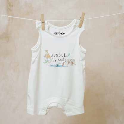 Sleeveless Bamboo Romper - Jungle Friends