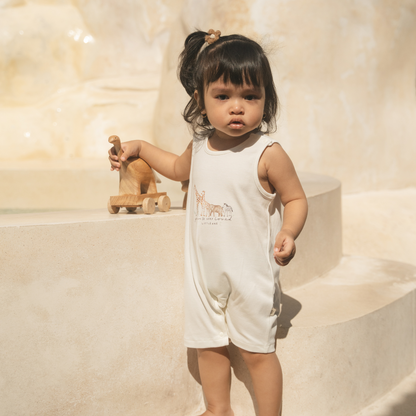 Sleeveless Bamboo Romper - Little explorer