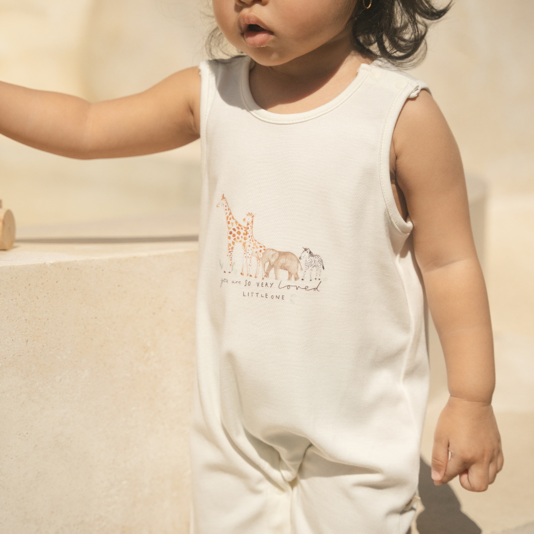 Sleeveless Bamboo Romper - Little explorer