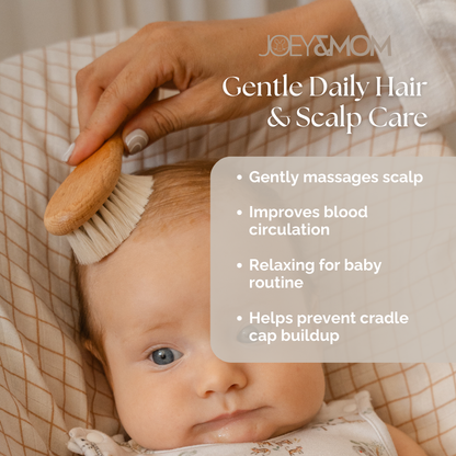 Baby Hair Brush | Natural Goat Bristles | Soft &amp; Gentle Newborn Hair Care Brush | Lightweight Infant Grooming Brush | Hypoallergenic Baby Care Essential