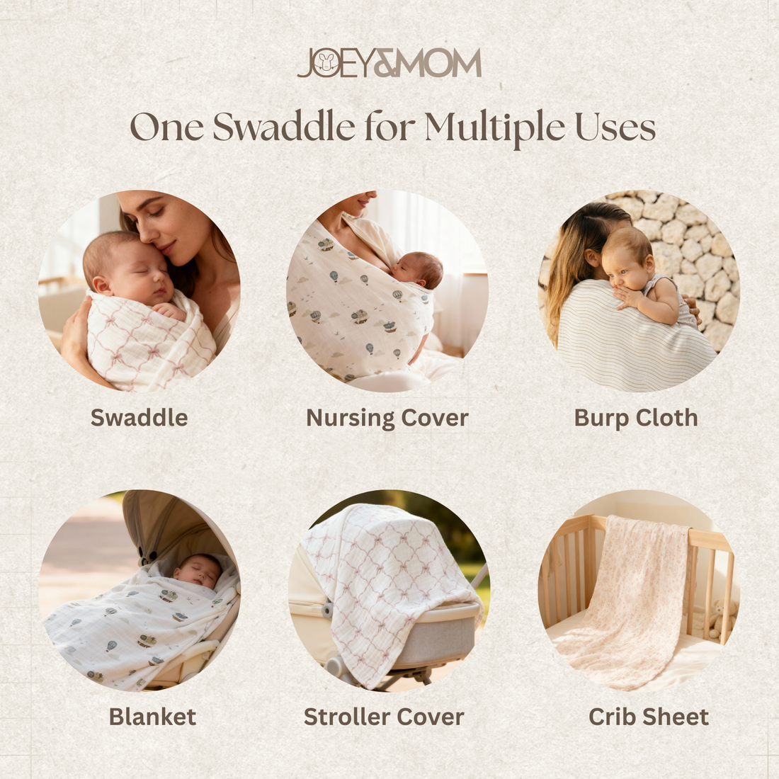 Organic Bamboo Muslin Swaddle Blanket - JOEY &amp; MOM