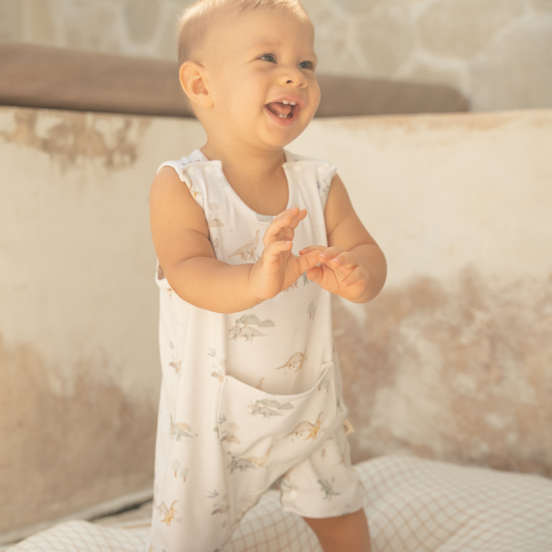 Sleeveless Bamboo Romper - Dino Land