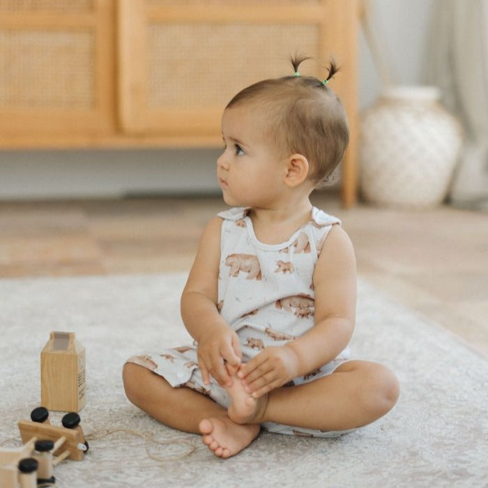 Sleeveless Bamboo Romper - Bear II