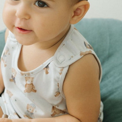 Sleeveless Bamboo Romper - Snuggle Bear II