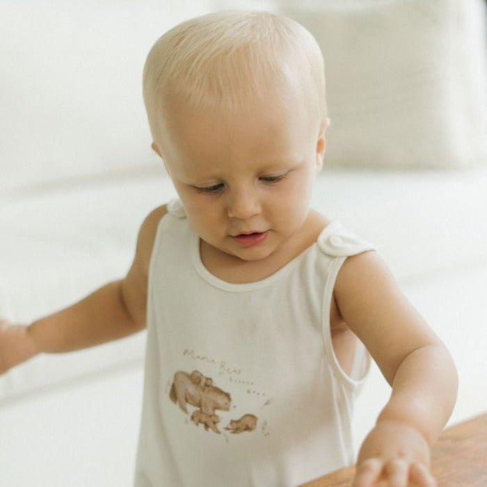 Sleeveless Bamboo Romper - Bear