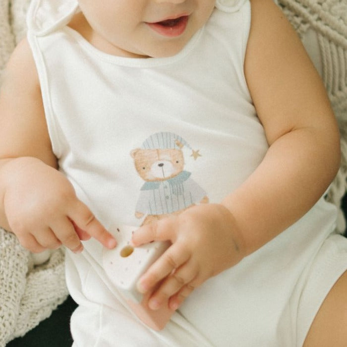 Sleeveless Bamboo Romper - Snuggle Bear