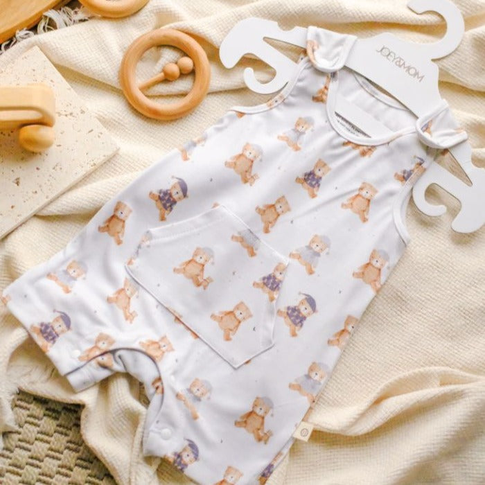 Sleeveless Bamboo Romper - Snuggle Bear II