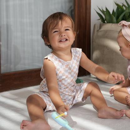 Sleeveless Romper - Retro Checks
