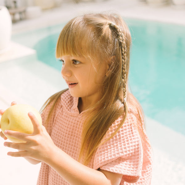 Kids Hooded Poncho Towel Waffle Cotton | Baby & Toddler Bath, Pool & Beach Towel - JOEY & MOM