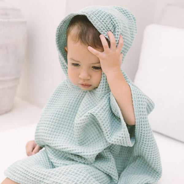 Kids Hooded Poncho Towel Waffle Cotton | Baby & Toddler Bath, Pool & Beach Towel - JOEY & MOM