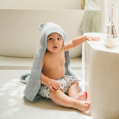 Hooded Towel - Dusky blue
